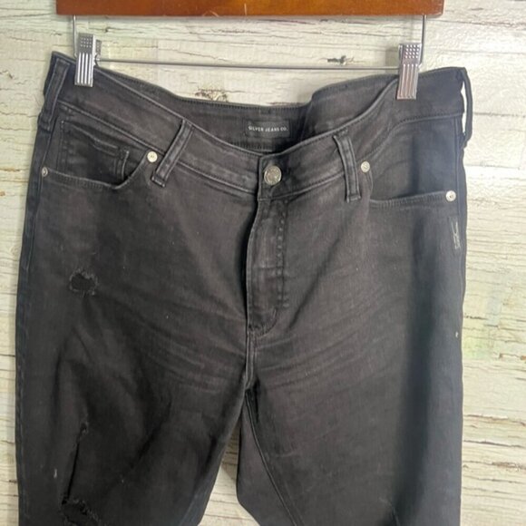 Silver Jeans Avery Skinny crop black distressed jeans size 36 - Picture 5 of 8